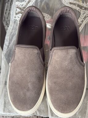 UGG Men's Slip-On Suede Loafers in Taupe Gray